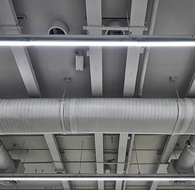 Industrial ceiling HVAC system installation