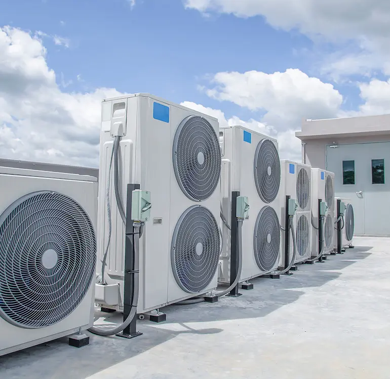 Industrial HVAC units on rooftop