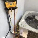 HVAC refrigerant charge equipment in use