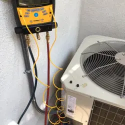 HVAC refrigerant charge equipment in use